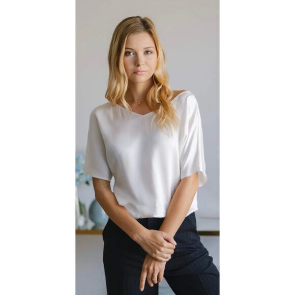 Ravella White Verona Reversible Silk Blouse - Picture 1 of 10